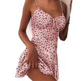 Strawberry Print Adjustable Strap Dress Cottagecore Dress