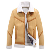 Men Fit Bomber Jacket Windbreaker Moto Street Coat Winter Leather Coat Fleece plus Size Motorcycle Leisure Coat