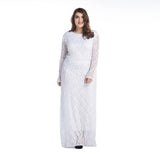Muslim Women Stylish Kashibo Abaya Muslim Ladies Long Gown Islamic Clothing Jilbab Jalabiya Plus Size Long Sleeve Hollow Lace Long Dress