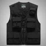 Men Utility Vest Work Zipper Tactical Work Vest Slim Pocket Jacket Vest Men's Outdoor Multi-Pocket plus Size Retro Sports Men's Clothing