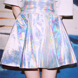 Gothic Lolita Harajuku Style Clothing Japanese Silver Skirt High Waist Skirt for Women Summer