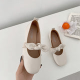 Nude Pumps Block Heel Mary Jane Bowknot Sweet Leather Shoes