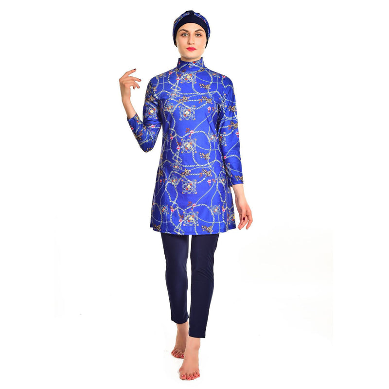 Burkini Swimwear Muslim Fashion Outfits Printed Plus Size Conservative with Hat Plus Size Women Swimsuit