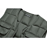 Men Utility Vest Work Zipper Tactical Work Vest Slim Pocket Jacket Autumn and Winter Men's Vest Warm Vest