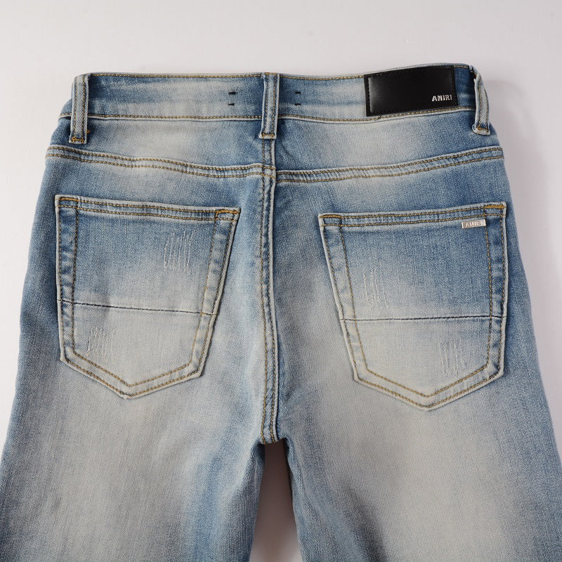 Amiri Jeans Casual Hip Hop Wash Splash-Ink Painted Slim Jeans Casual Fashionable 606