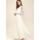 Women Lace Wedding Dress Slim Wedding Dress Lace V-neck Fashion Dress
