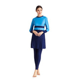 Burkini Muslim Swimwear Solid Color Four-Piece Fashion Conservative Swimsuit for Women