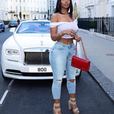 Women Denim Pants Slim Jeans Women's Lace-up Denim
