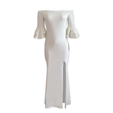 Mariah Carey See through Dress Solid Color Evening Dress