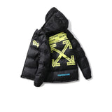 Off White Jacket Printed Men's Winter Warm Thickened Owt CottonPadded Coat Casual Fashionable