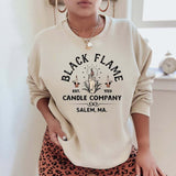 Halloween Costumes Black Flame Pumpkin Printed Crew Neck Sweatshirt Female