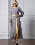 Muslim Women Stylish Kashibo Abaya Muslim Ladies Long Gown Islamic Clothing Jilbab Jalabiya Fashion Chiffon Stitching Long Sleeve Dress