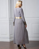 Muslim Women Stylish Kashibo Abaya Muslim Ladies Long Gown Islamic Clothing Jilbab Jalabiya Fashion Chiffon Stitching Long Sleeve Dress