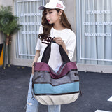 The Teacher Tote Canvas Shoulder Bag Women's Colored Mosaic Crossbody Striped Hand-Carrying Women's Bag