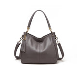 The Teacher Tote Top Layer Cowhide Leather Single-Shoulder Bag Tassel Simple All-Match Leather Shoulder Women's Bag