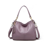 The Teacher Tote Top Layer Cowhide Leather Single-Shoulder Bag Tassel Simple All-Match Leather Shoulder Women's Bag