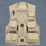 Men Utility Vest Work Zipper Tactical Work Vest Slim Pocket Jacke Men's Multi-Pocket Summer Outdoor Casual and Comfortable