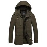 Men Fit Bomber Jacket Windbreaker Moto Street Coat Winter Men's Jacket Fleece-Lined Thickened Work Clothes