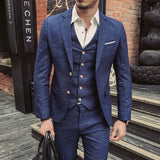 Seersucker Suit Two-Button Three-Piece Suit for Men