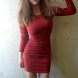 Work Dresses for Teachers round Neck Slim Fit Super Soft Long Sleeve Bottoming Dress