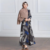 Muslim Women Stylish Kashibo Abaya Muslim Ladies Long Gown Islamic Clothing Jilbab Jalabiya Fashion Printed Long Sleeve Stitching Dress