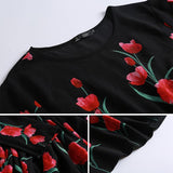 Muslim Women Stylish Kashibo Abaya Muslim Ladies Long Gown Islamic Clothing Jilbab Jalabiya Fashion Rose Print Robe Dress