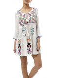 Women Dresses Ethnic Style Floral Embroidered Elegant Dress