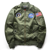 NASA Embroidery Badge US Army & Navy Patched Men Fit Bomber Jacket Windbreaker Moto Street Coat Men's Jacket Pilot
