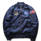 NASA Embroidery Badge US Army & Navy Patched Men Fit Bomber Jacket Windbreaker Moto Street Coat Men's Jacket Pilot