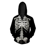 Skeleton Hoodie Autumn Skull Print Male Cardigan Hoodie