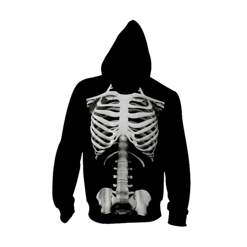 Skeleton Hoodie Autumn Skull Print Male Cardigan Hoodie