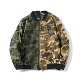 Men Fit Bomber Jacket Windbreaker Moto Street Coat Autumn Men's Jacket Camouflage Cotton Military Suit Coat Loose plus Size Casual Jacket