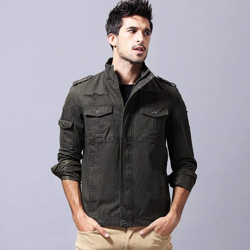 Men Fit Bomber Jacket Windbreaker Moto Street Coat Fall Winter Men's Jacket Cotton Loose Embroidered Military Suit plus Size Men's Jacket