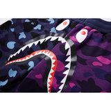Shark Print Shorts Purple Patchwork Blue Men and Women Summer Camouflage Shorts Fashion Brand Casual Shorts
