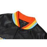 Letterman Jacket Outfit Senior Jackets Varsity Baseball Coat Rainbow PU Leather Coat Baseball Uniform