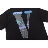 Vlone Print Loose Cotton Short Sleeve Tshirt Hip Hop Male Half Sleeve Men's Clothing