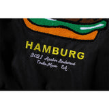 Letterman Jacket Outfit Senior Jackets Varsity Baseball Coat Cartoon Hamburger Embroidered Baseball Uniform Coat Men's Jacket