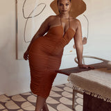 Women Summer Dresses  Midi Dress  Sexy V-neck Hip-Wrapped Mid-Length Skirt Dress
