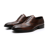 Indo Western Shoes British Retro Business Formal Wear Leather Shoes Men's Autumn Leisure Men's Shoes Genuine Leather Breathable Brogue Carving Shoes