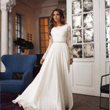 See through Wedding Dress Women's round Neck Long Sleeve Backless Wedding Dress Bridesmaid Formal Dress