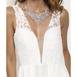 Women Lace Wedding Dress Summer Dress Sexy V-neck Braces in White Dress