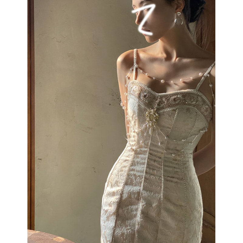 Vintage Empire Waist Dress Embroidered Dress Slimming Retro Minority Dress