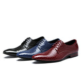 Indo Western Shoes Fashion Snake Pattern Men's Shoes Lace-up Low-Top Leather Shoes