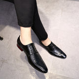 Indo Western Shoes Fashion Snake Pattern Men's Shoes Lace-up Low-Top Leather Shoes