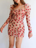 strawberry bodycon sexy Swing dress  mini dress