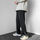 Men Suit Pants Solid Color Draping Effect Loose Wide Leg