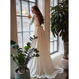Women Lace Wedding Dress Women's round Neck Long Sleeve Backless Wedding Dress Bridesmaid Formal Dress
