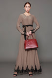 Muslim Women Stylish Kashibo Abaya Muslim Ladies Long Gown Islamic Clothing Jilbab Jalabiya Long Sleeve Embroidered Fashion Dress