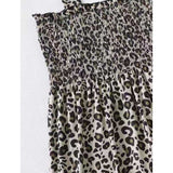 Women Plus Size Mini Dresses Suspender Leopard Print Suspender Dress
