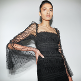 Emily Ratajkowski Dress Slimming Long Sleeve Mesh Sexy Dress